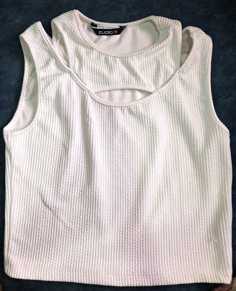 White Cutout Tank Top