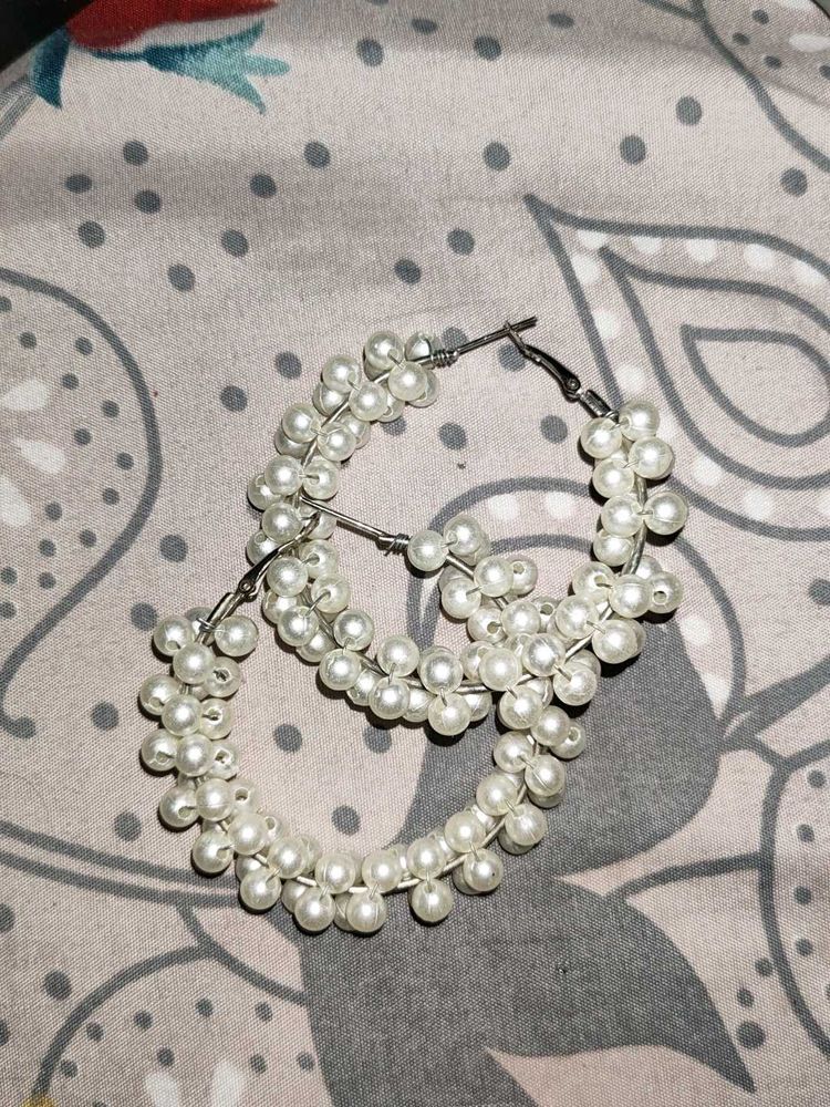 Chunky Pearl Hoop Earrings
