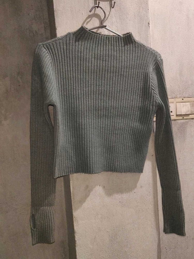 Ribbed Mock Neck Long Sleeve Top