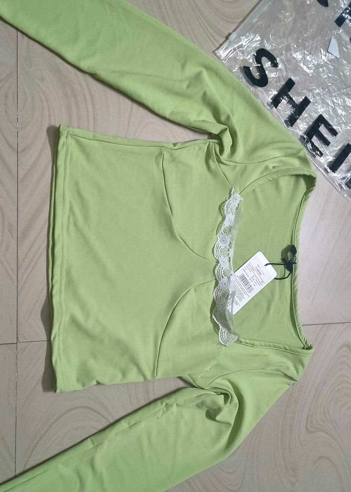 Lime Green Lace Trim Top