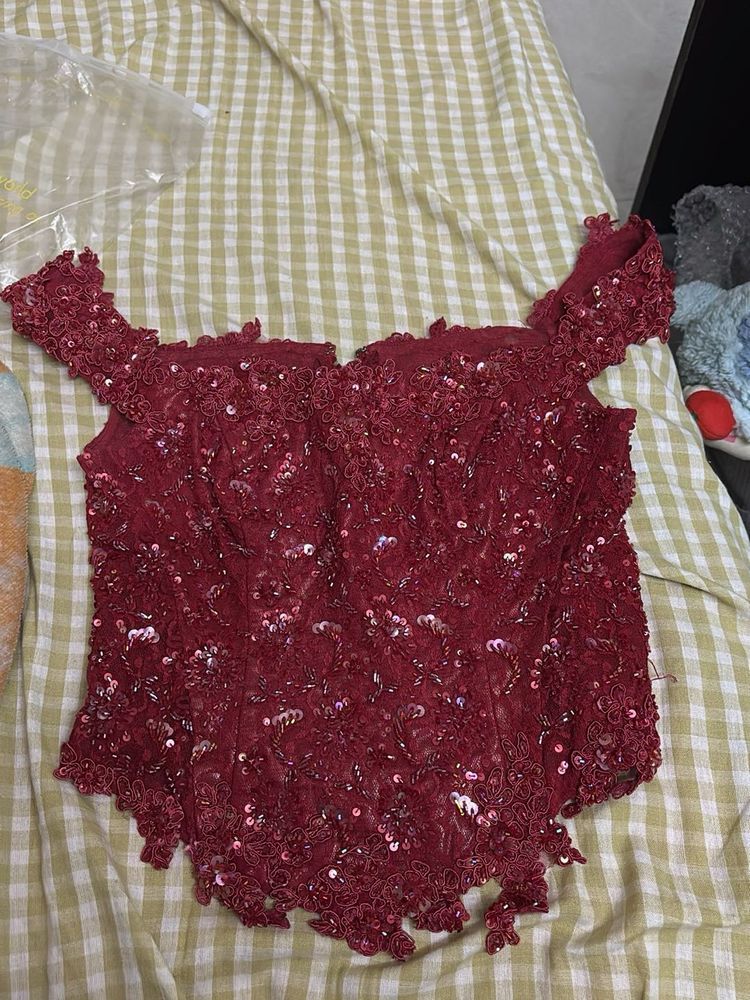 Embellished Red Lace corset