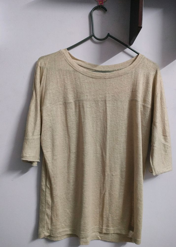 Beige Three-Quarter Sleeve Tee