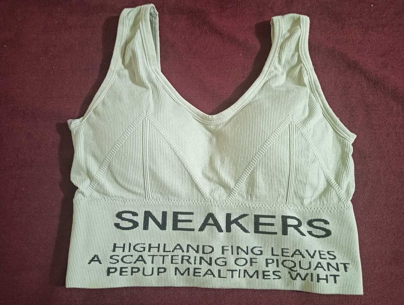 Ribbed Sports Bra with "Sneakers" Print