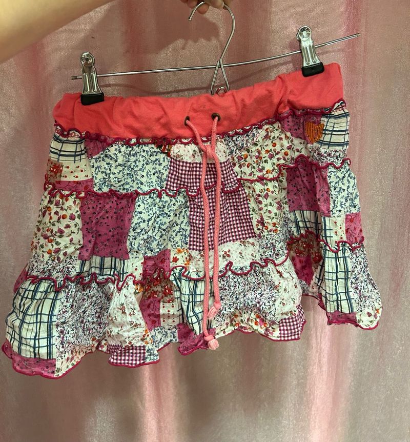 Pink Patchwork Y2K Mini Skirt