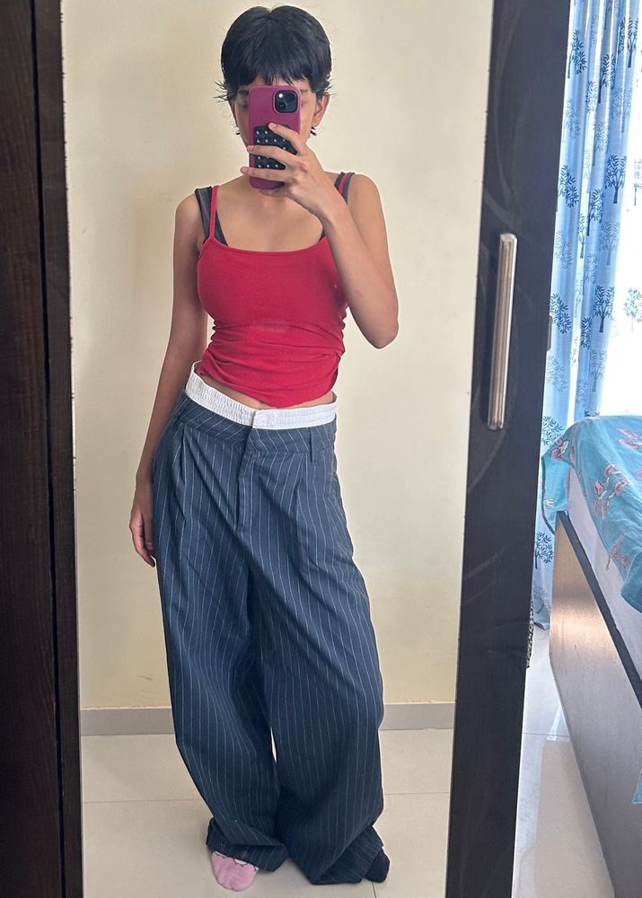 Striped Wide-Leg Pants