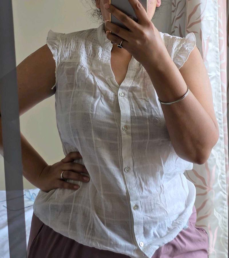 Chic White Smocked Top