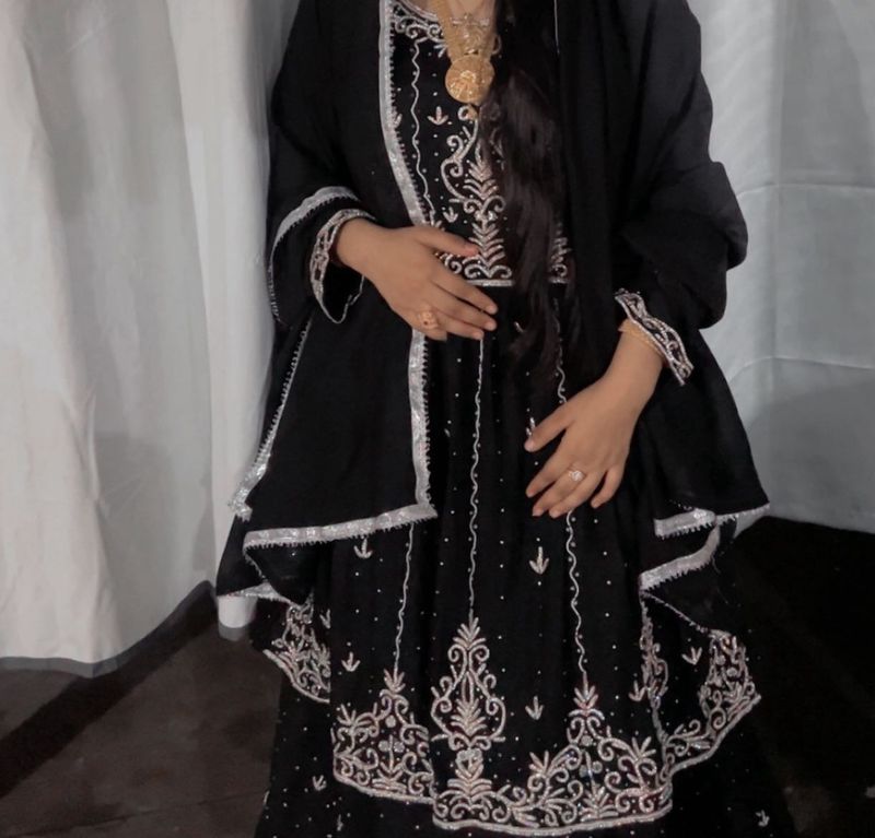 Elegant Black Embroidered Lehenga Choli