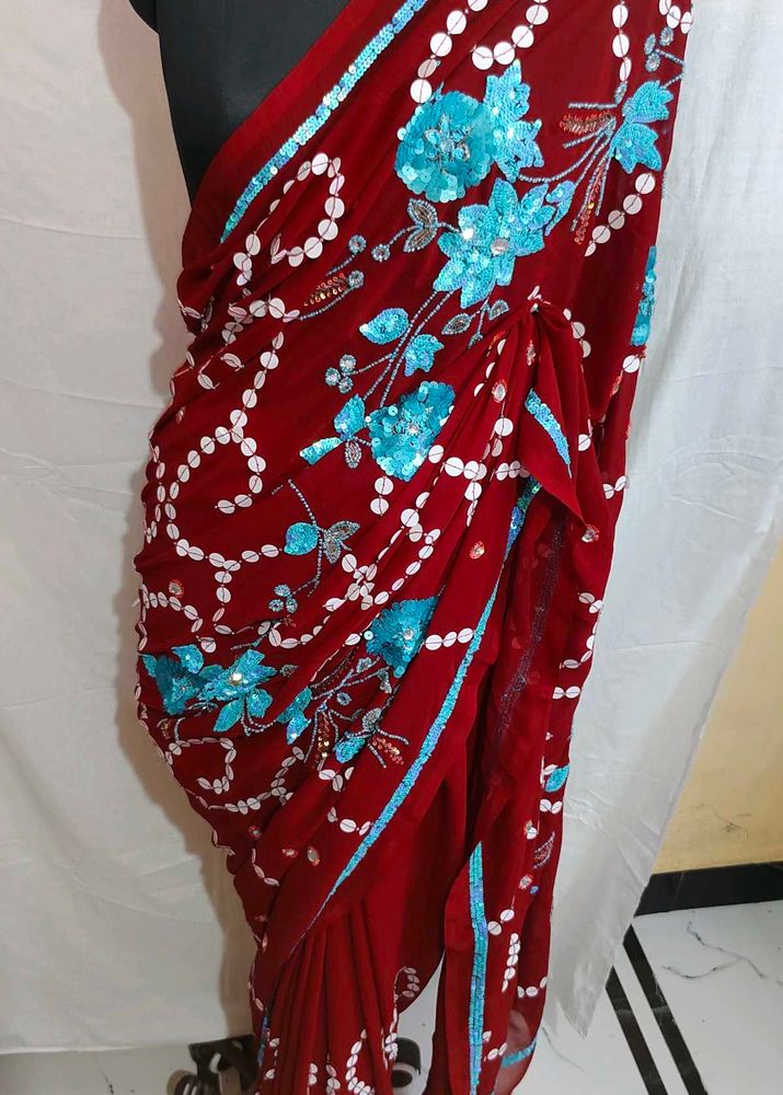 uquin sequence hand work 💯 saree 🔥