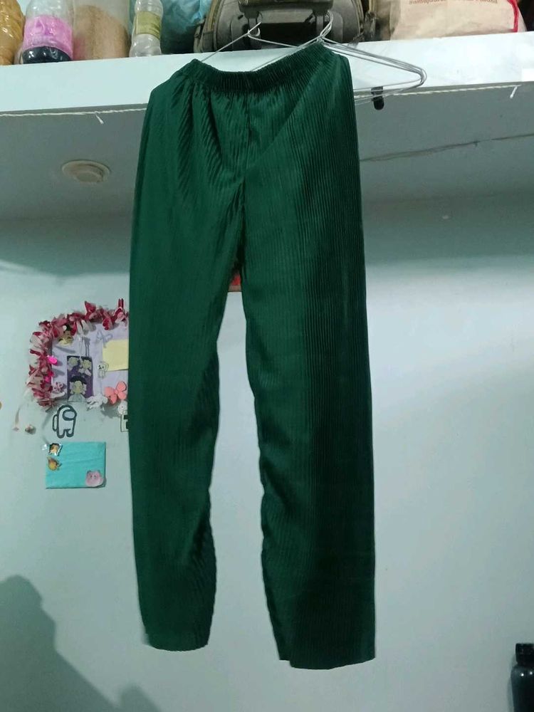 Stylish Green Corduroy Palazzo Pants