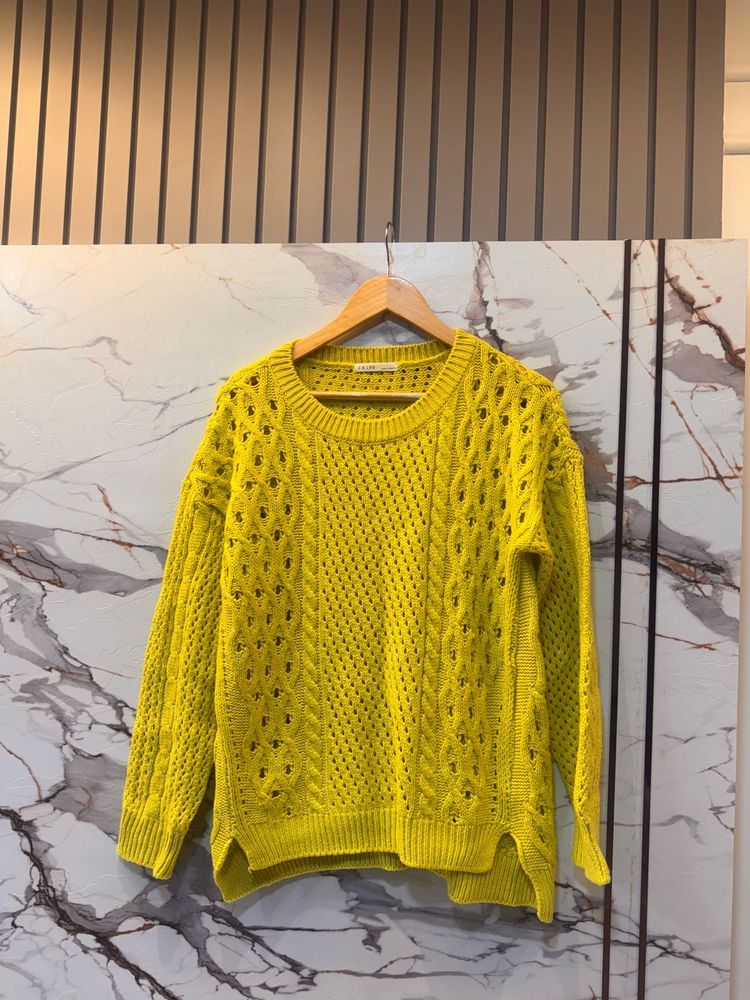 Bright Yellow green Knit Sweater