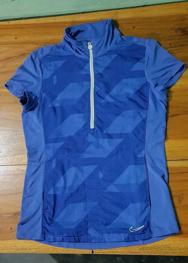 Nike Blue Geometric Zip-Up Top