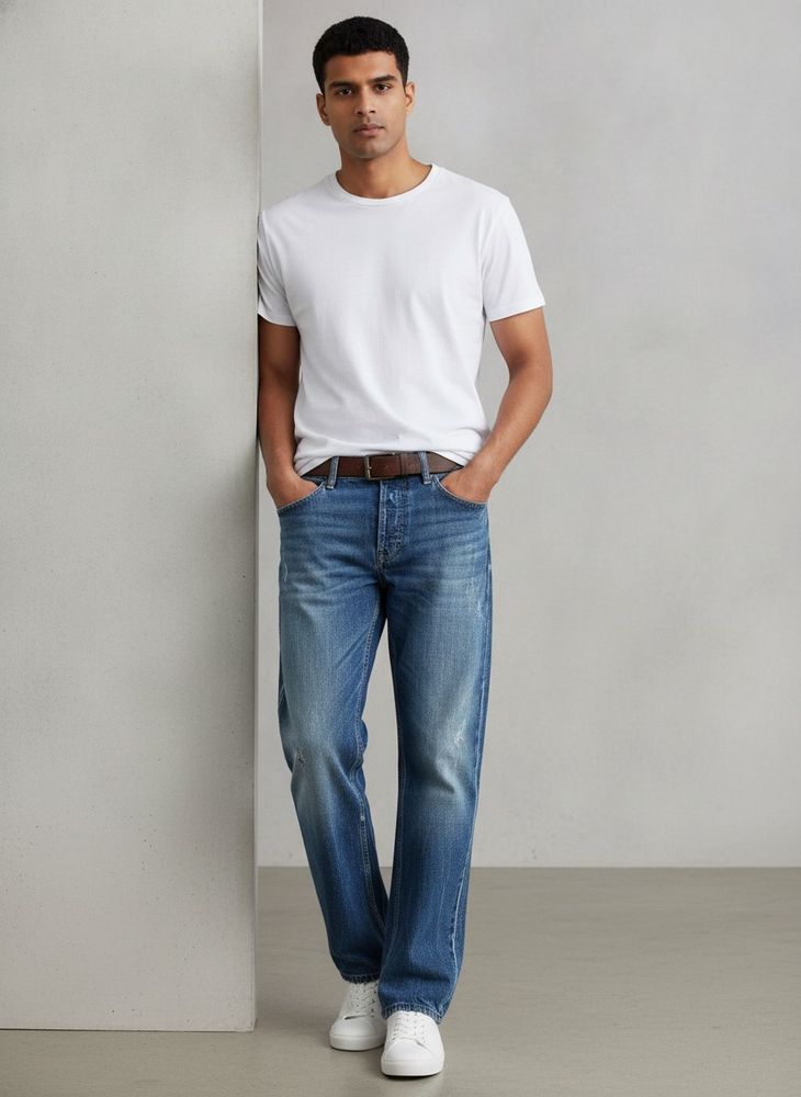 Vintage Style Blue Denim Jeans