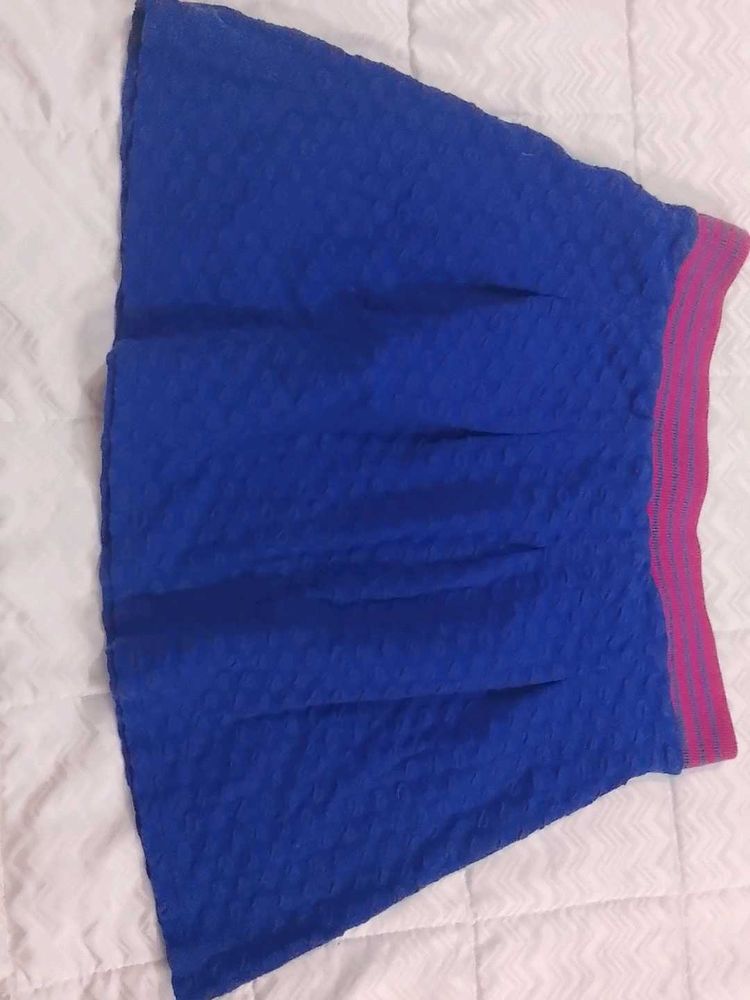 Blue Textured A-Line Skirt