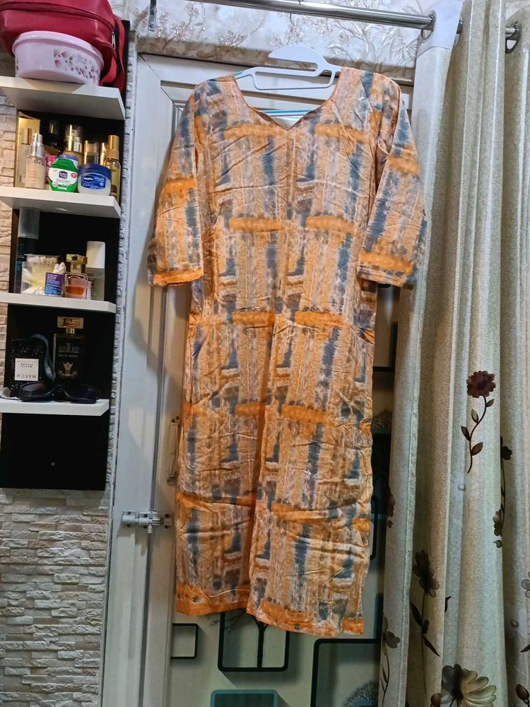 Orange &amp; Grey Tie-Dye Kurta Pant &amp; Dupatta Set