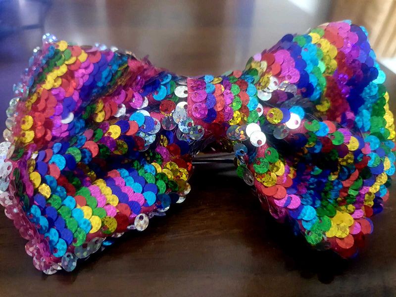 From US Rainbow Sequin Hair Bow