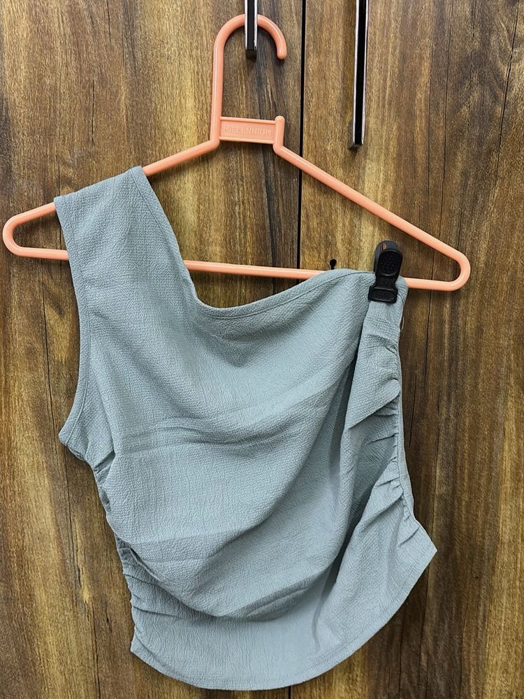 Trendy One Shoulder Ruched Top