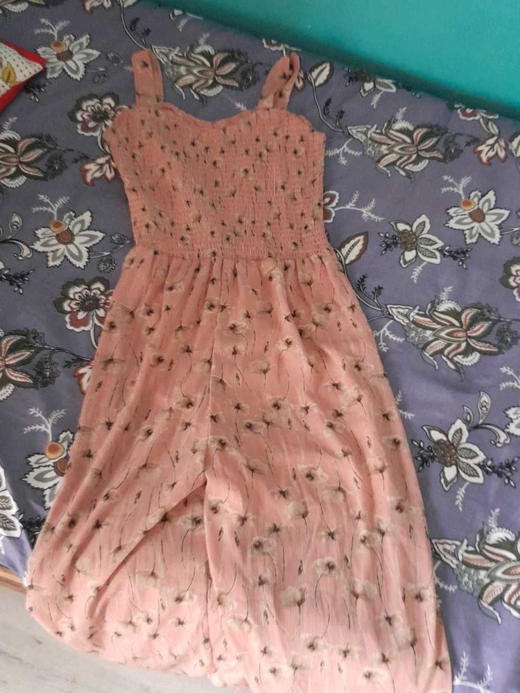 Chic Pink Floral Smocked Midi Dress