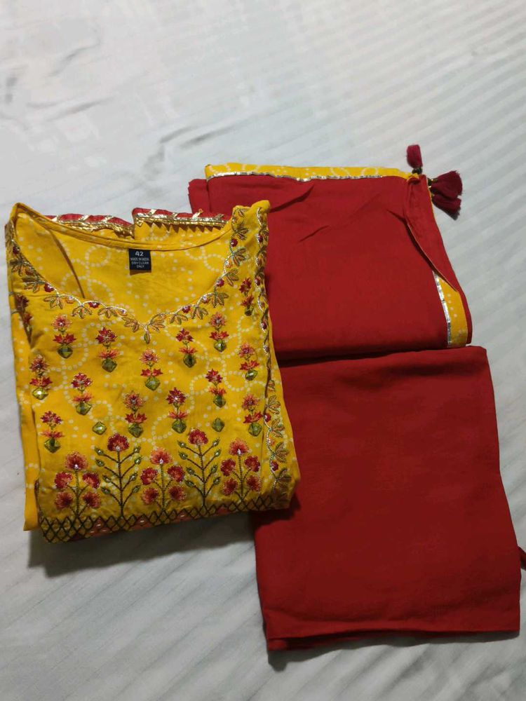 Vibrant Yellow Ethnic Kurta Set with Dupatta