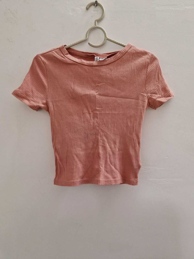 Peach Ribbed Crop Top