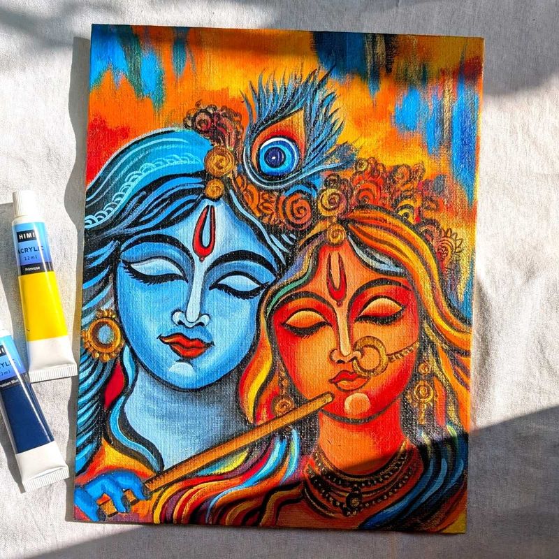 Handmade Radha Krishna Painting
