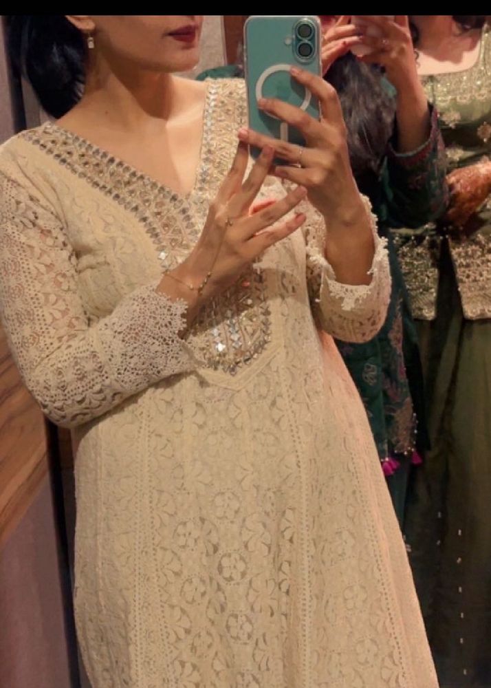 off white anarkali