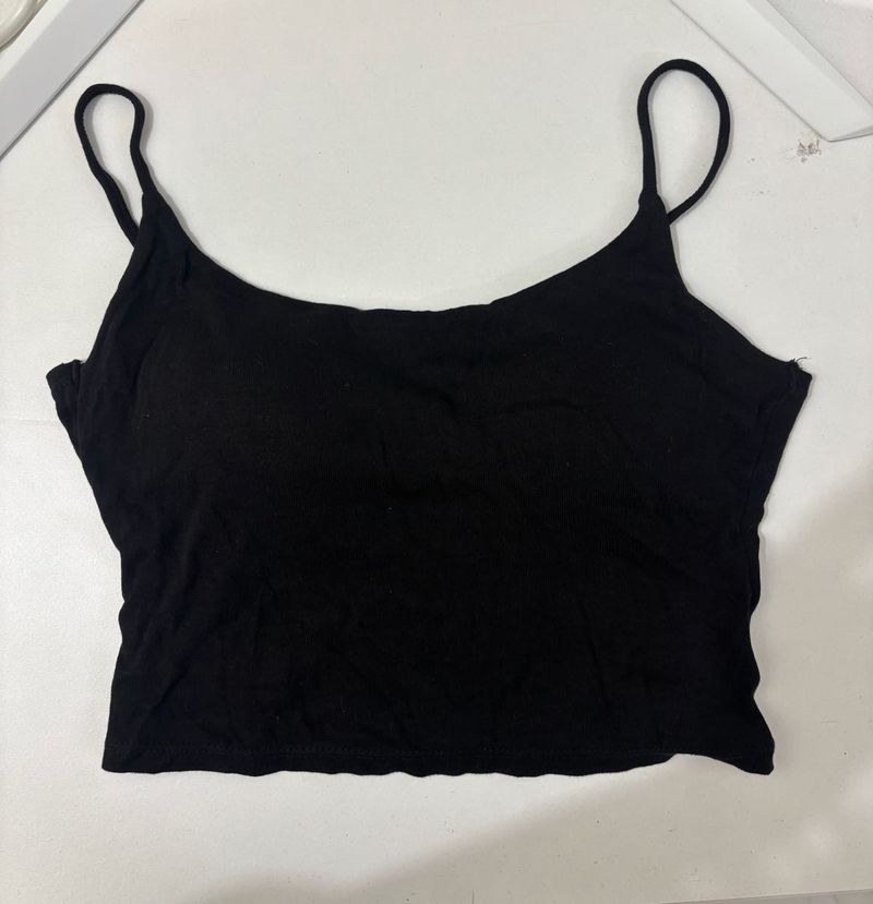 Basic Black Spaghetti Strap Crop Top