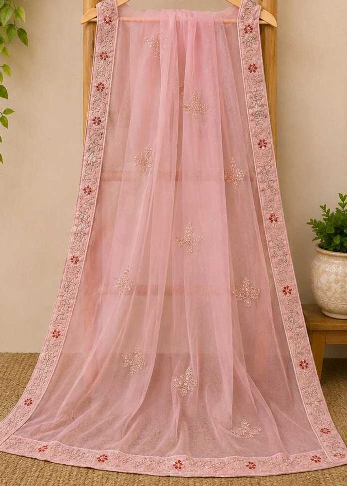 Embroidered Net Dupatta