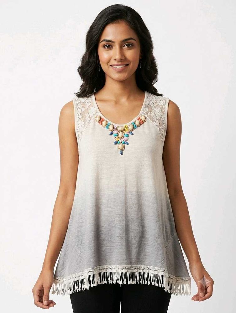 Embellished Boho Chic Tunic Top
