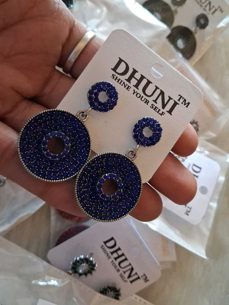 DHUNI Designer Blue Stone Earrings