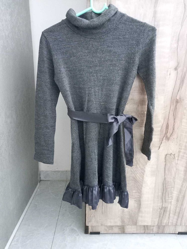 Gray Long Sleeve Dress