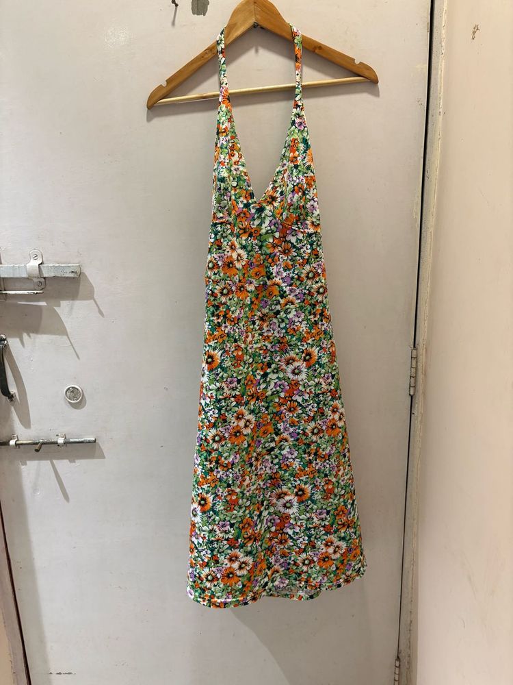 Floral Halter Neck Mini Dress