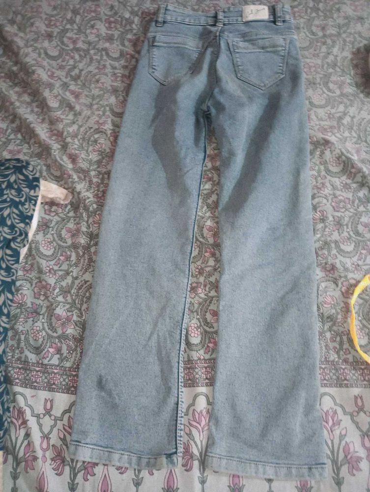 Wide Leg Blue Denim Jeans