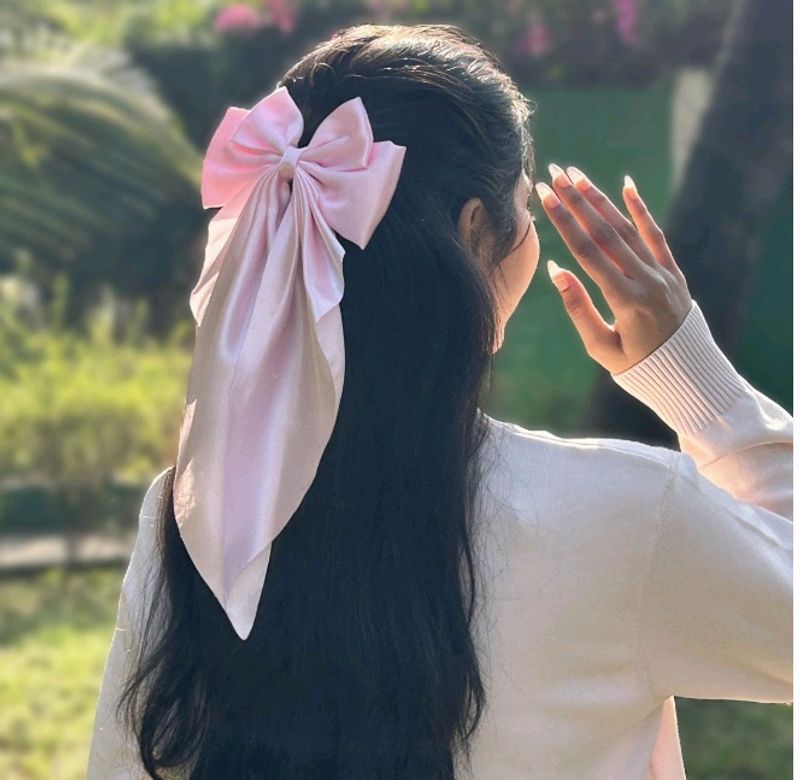 Satin Long Tail Hair Bow  Clip