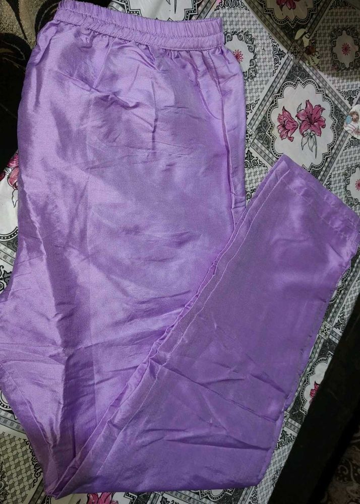 Lavender Silky Palazzo Pants