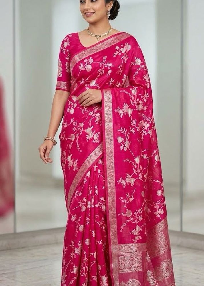 Beautiful Pink Floral Saree