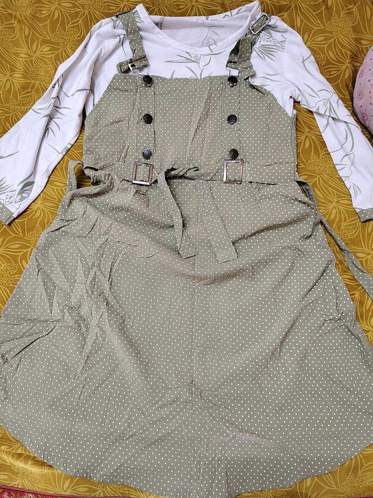 Girls' Polka Dot Jumper Dress with Top