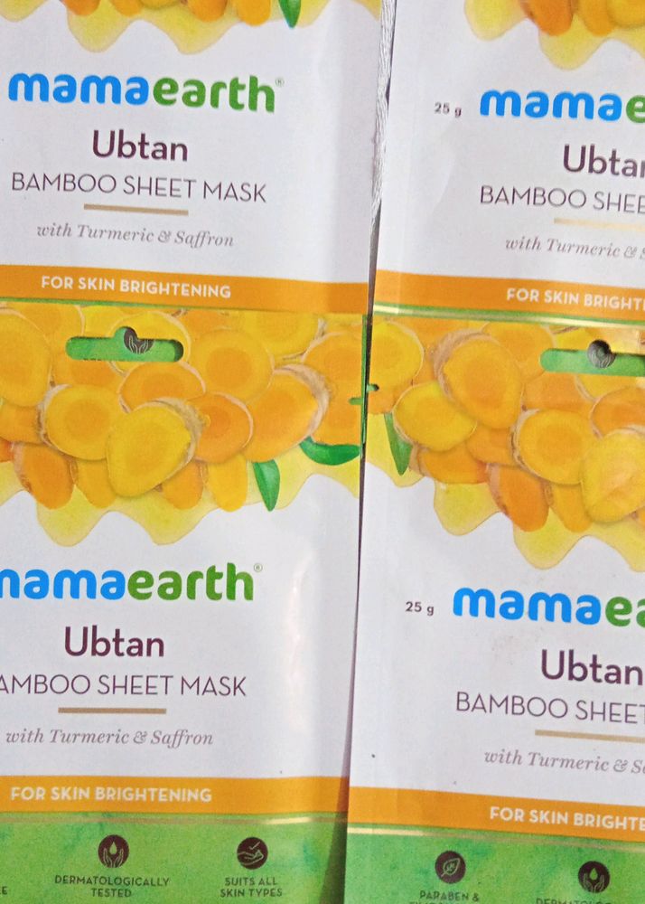 Combo Of 🤩 4 mamaearth Ubtan Sheet Mask(Brand New
