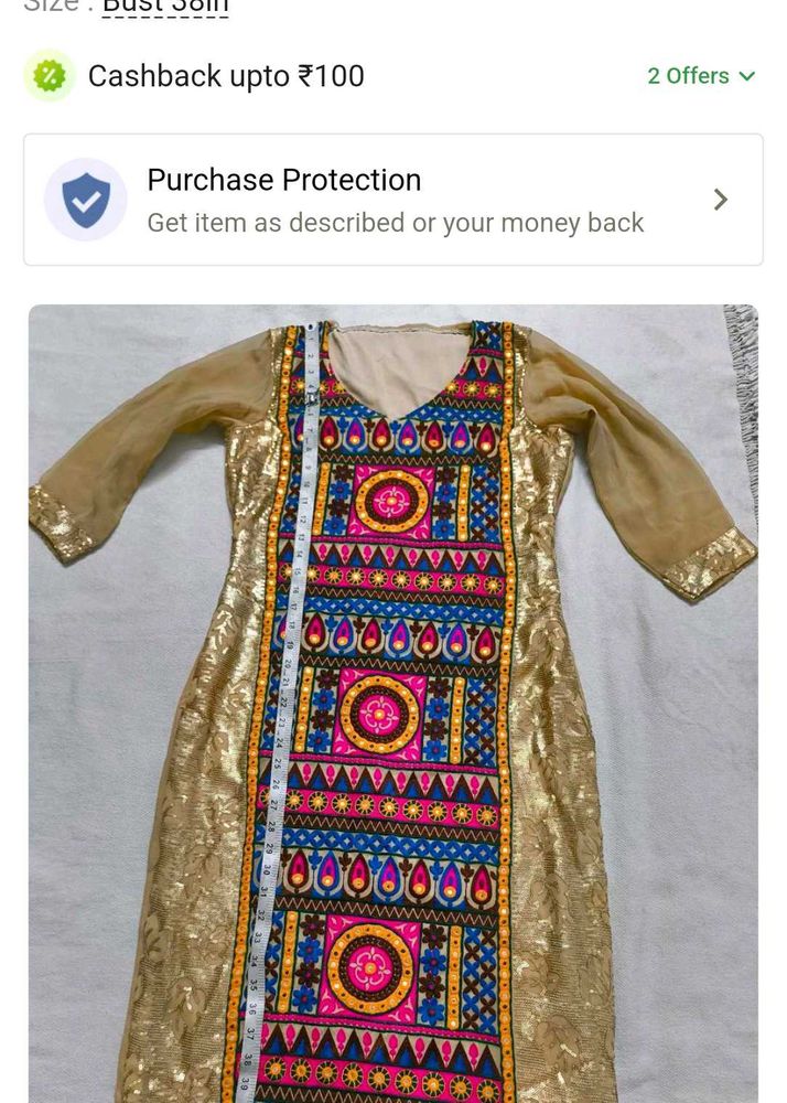 Gold Embroidered Kurta