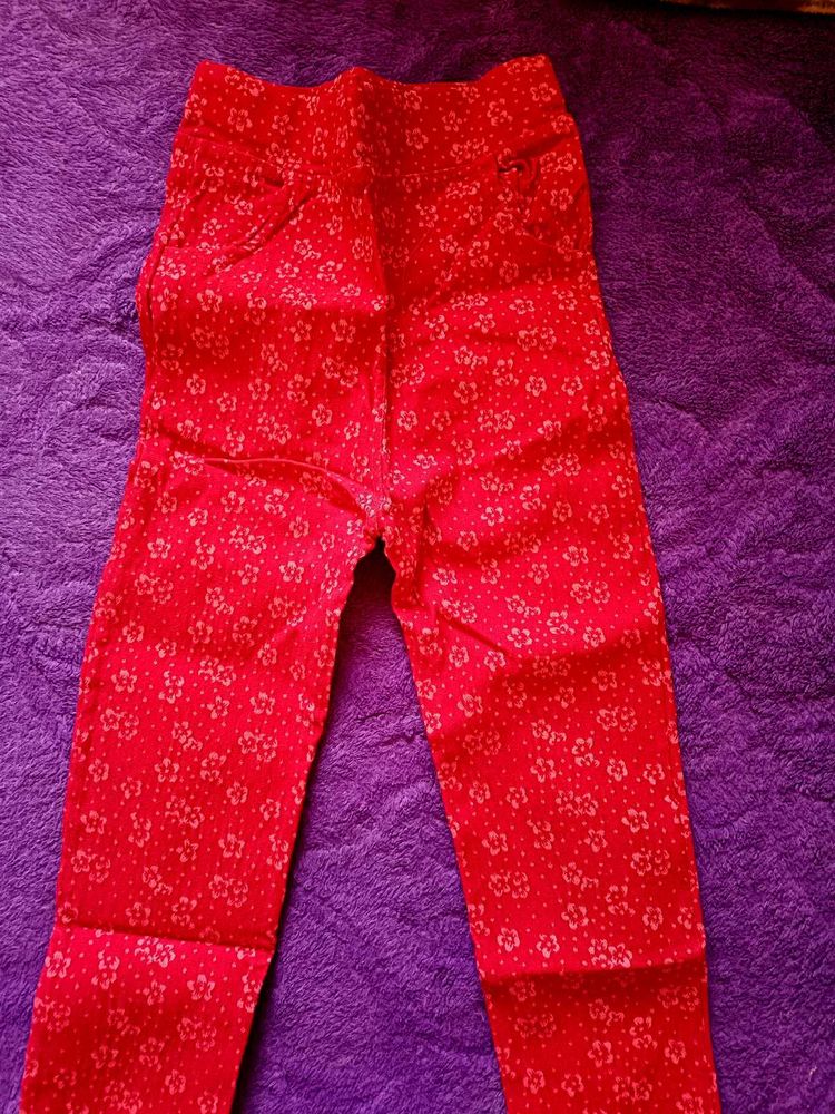 Chic Red Floral Jeggings