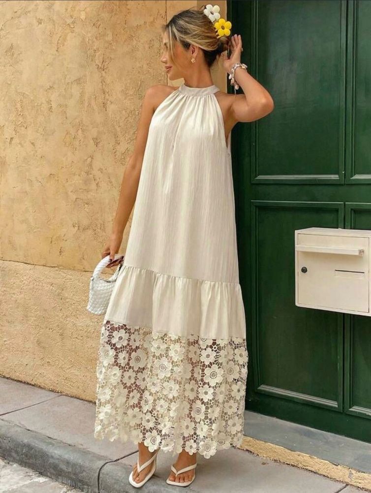 Daisy Boho Lace Trim Maxi Dress