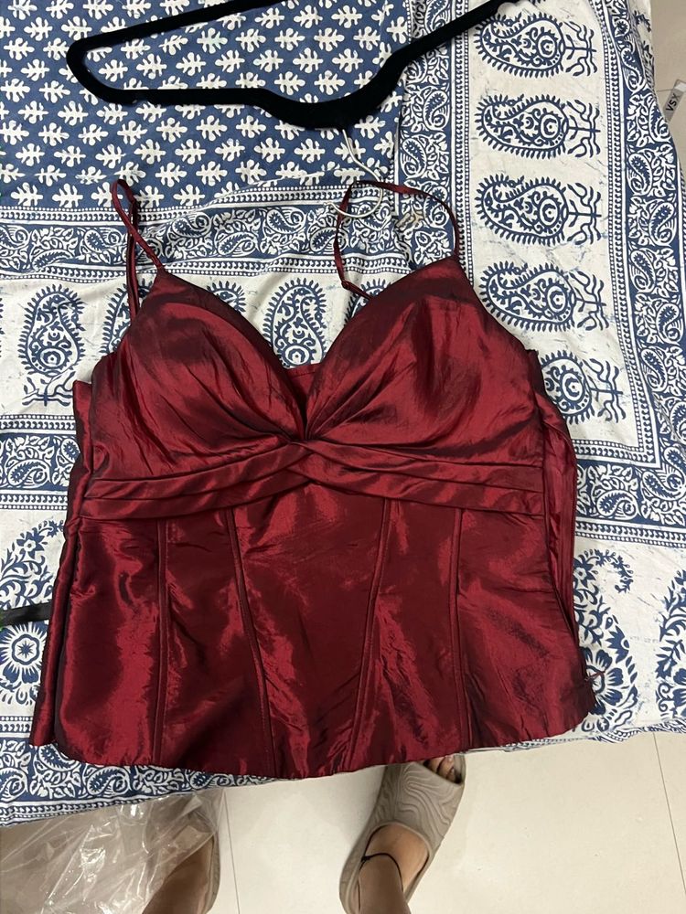 red iridescent corset y2k