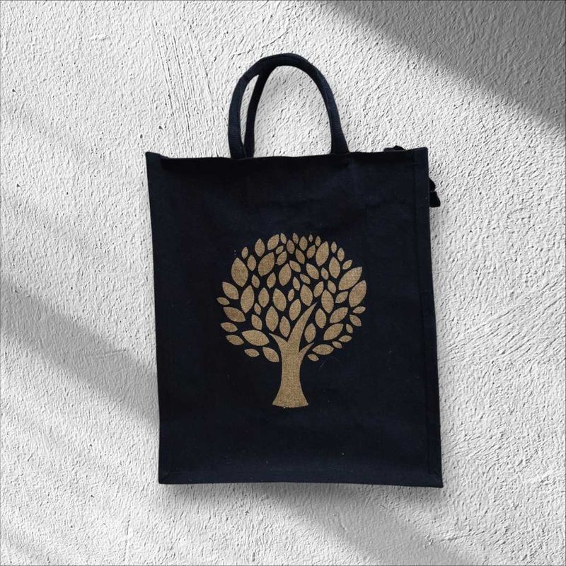 BEAUTIFUL (Tree) CANVAS BLACK TOTE/LUNCH BAG