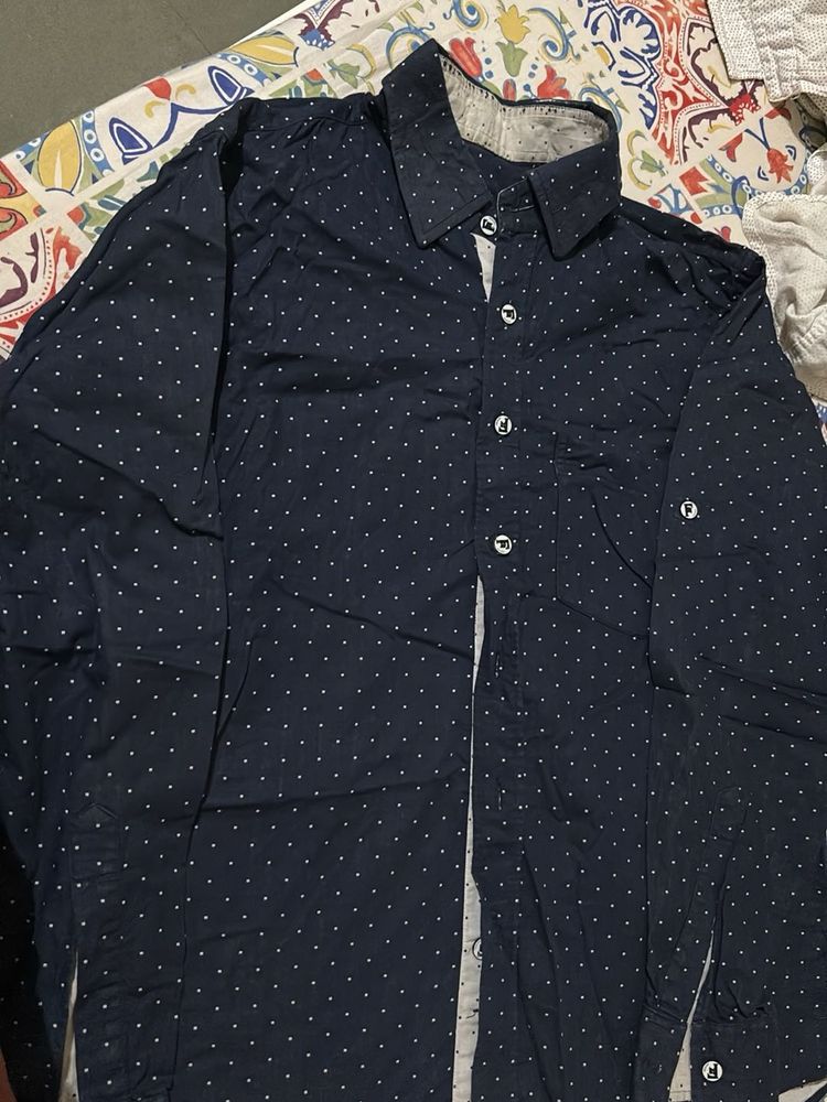 Men's Navy Polka Dot Button-Down Shirt
