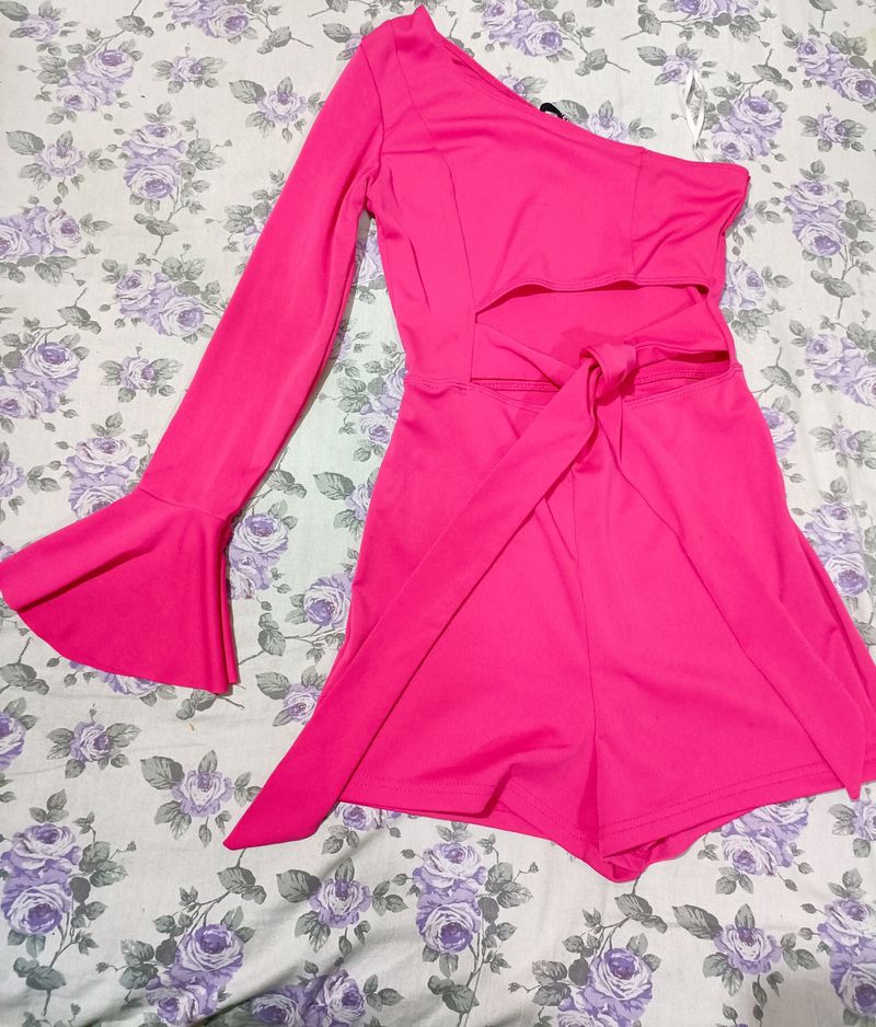 Shein One Shoulder Waist Cutout Romper