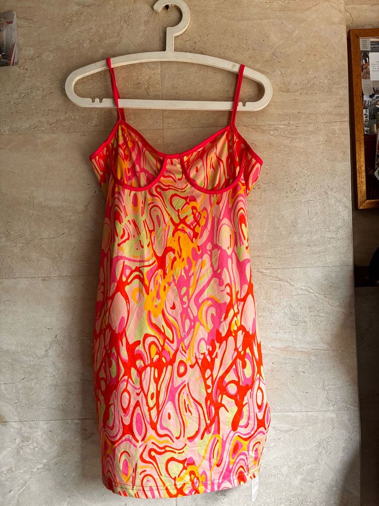 Vibrant Abstract Print Mini Dress