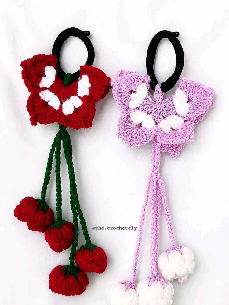 Handmade Crochet Flower Hair Ties