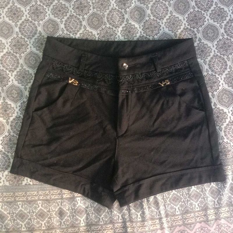 Stylish Black Shorts with Embellishments