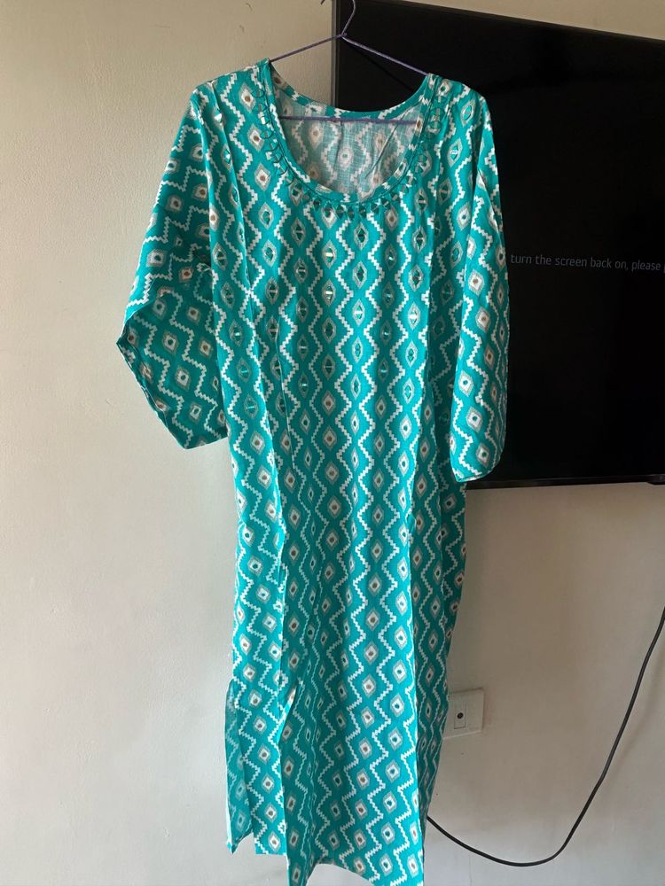 Bohemian Print Teal Kurta