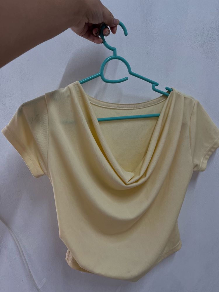 Soft Yellow Cowl Neck Top