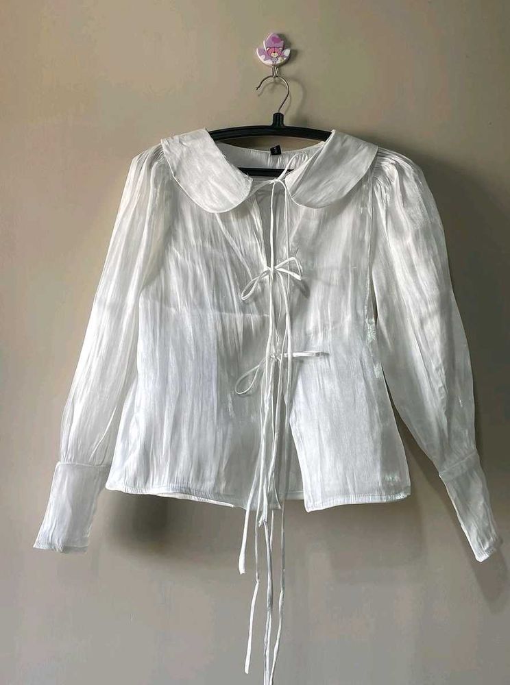 White Poet Blouse with Tie
